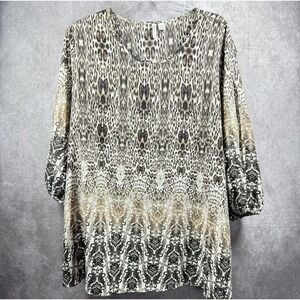Cato Tunic Shirt‎ Womens 18/20W Animal Print Paisley Boho 3/4 Sleeve Top Plus